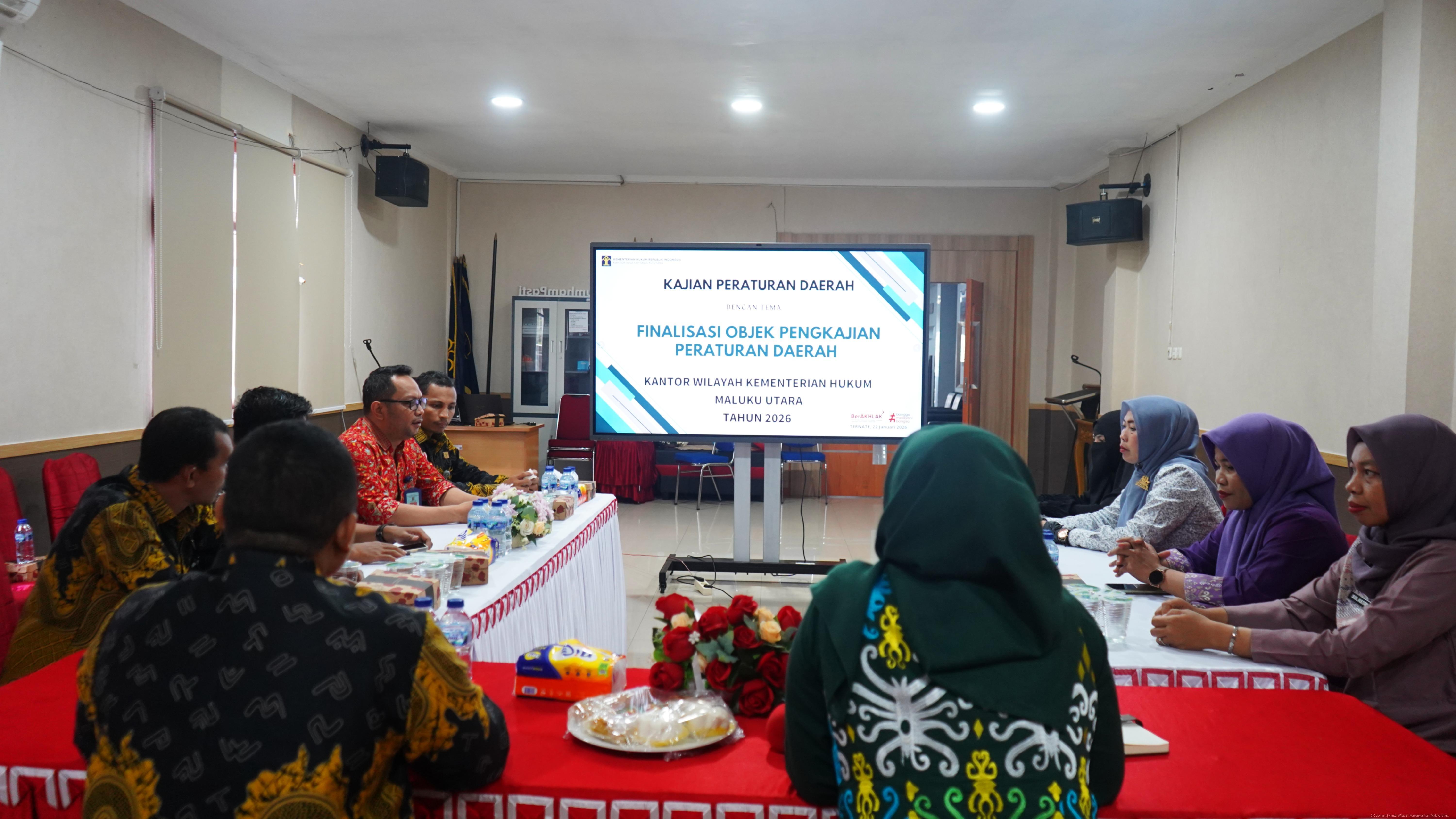 Kemenkum Malut Gelar Rapat Kajian Perda 2026, Finalisasi Penentuan Objek Prioritas